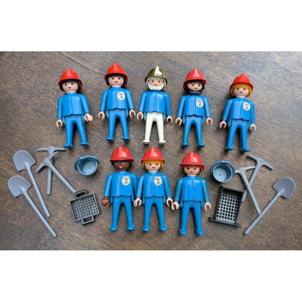 Vintage Playmobil Miners Workers Tools Lot Figures Accessories Pretend Waldorf